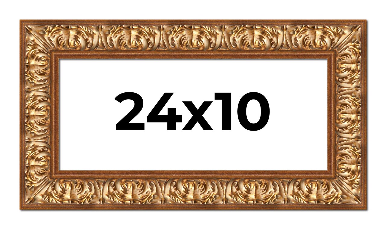Panoramic Modern Shadow Box 1" Depth Gold Frame - UV Acrylic, Backing, Hanging Hardware